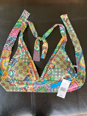 Bleu Rod Beattie Multicolor Patterned Triangle Bikini Top